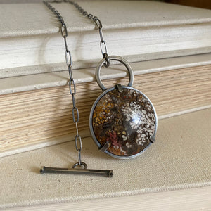 Plume Agate Peace Necklace // Reversible // Sterling Silver