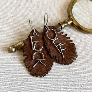 F*ck Off Earrings // Removable Leather Feathers // Sterling Silver