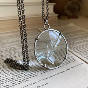 Magnifying Glass Monocle Necklace // Sterling Silver // Large 2" Lens // 5.5x Multi Purpose Strength